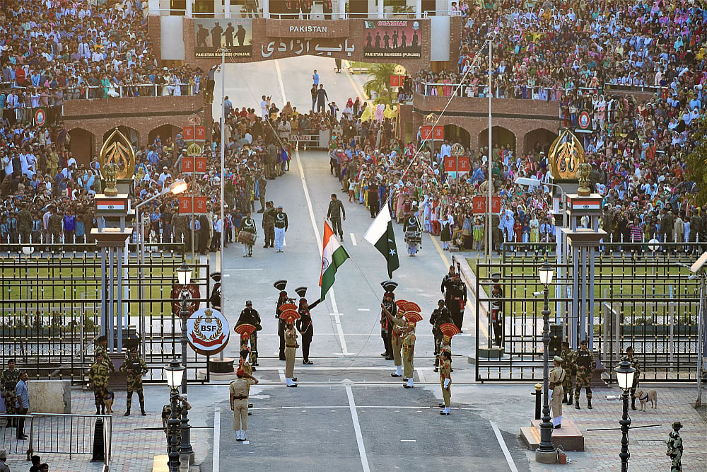 The flag down ceremony at Wagah